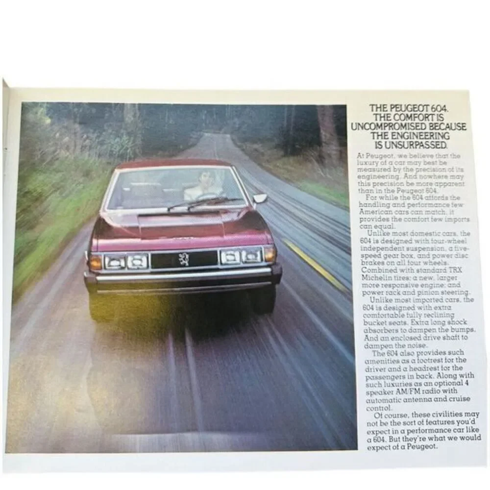 1979 PEUGEOT 604 / 504 Color‎ Brochure U.S.A. EDITION w/ Diesel XLNT